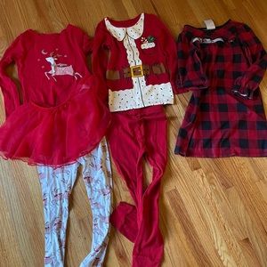 Girls Christmas Pajama Lot - size 6